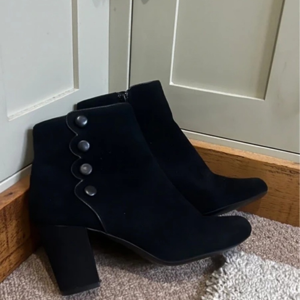 Clarks Black Ankle Boots with Button Detail